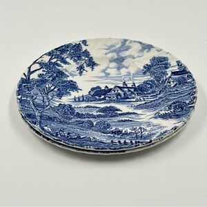 Ridgway Meadowsweet Blue & White Bread & Butter Plates Set of 2 6.25"
